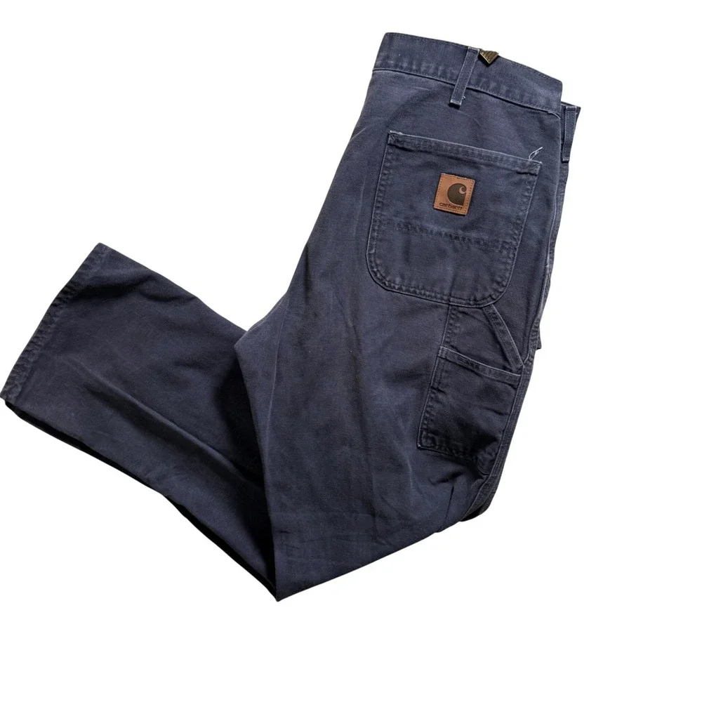 Carhartt B11 PTD Washed Duck Work Dungaree Carpenter Pants Mens‎ 36x32 Grey Blue